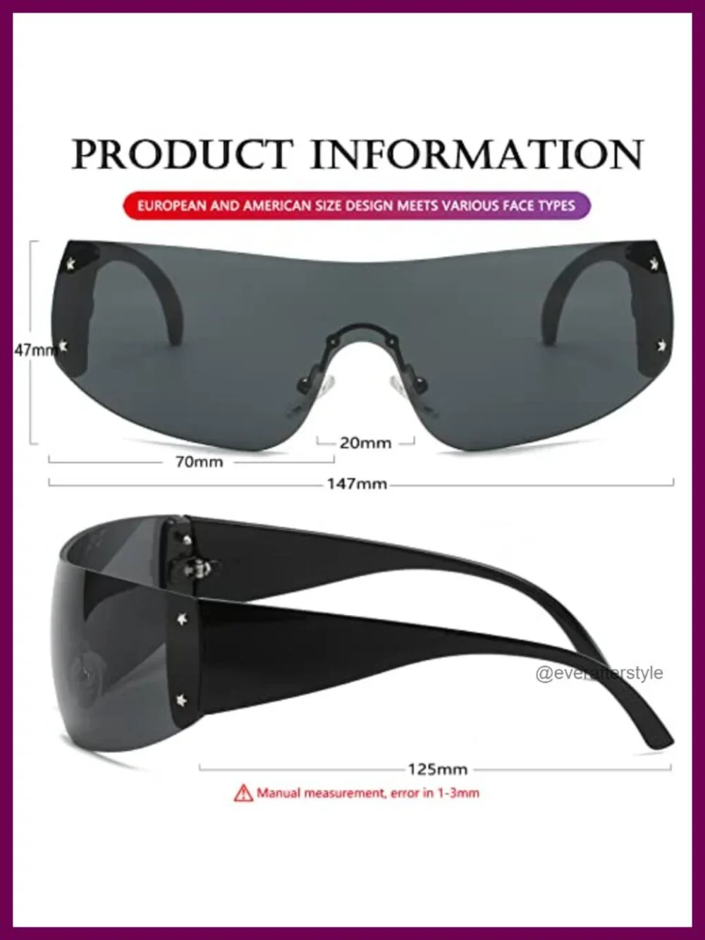 Oversized Wrap Around Polarized Sunglasses UV400 Protection Rimless